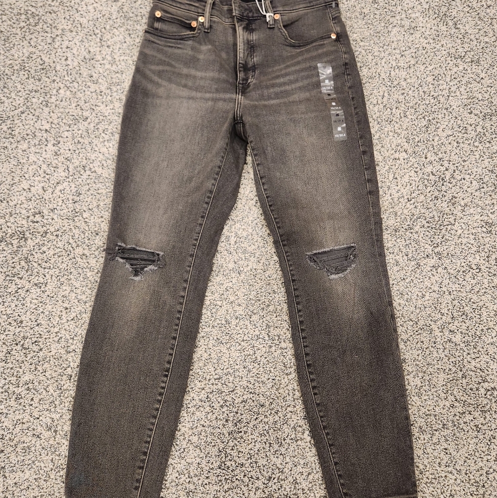 Grey Lucky Brand Bridgette High-Rise Skinny Distressed Jeans